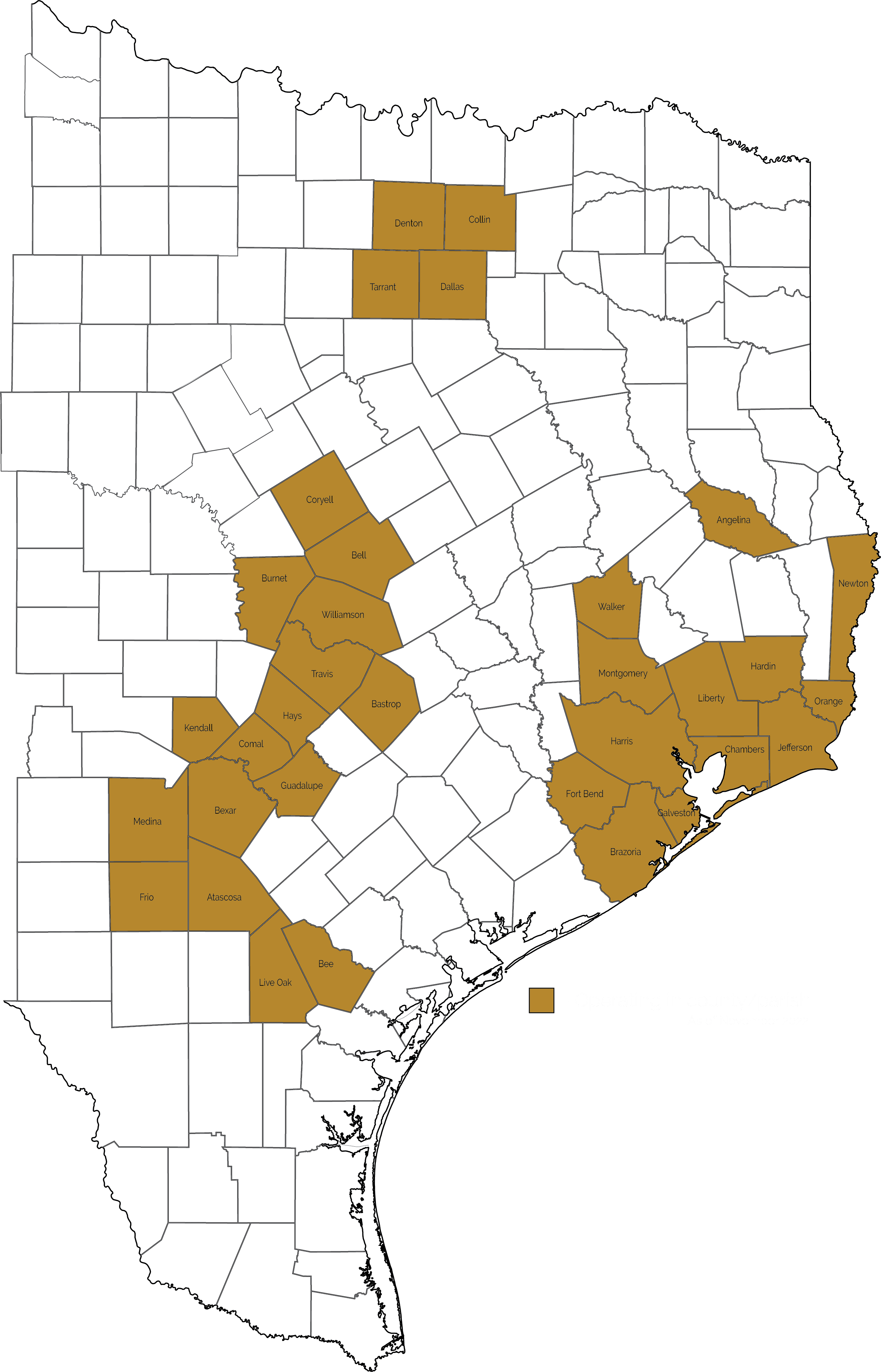 TX service area map