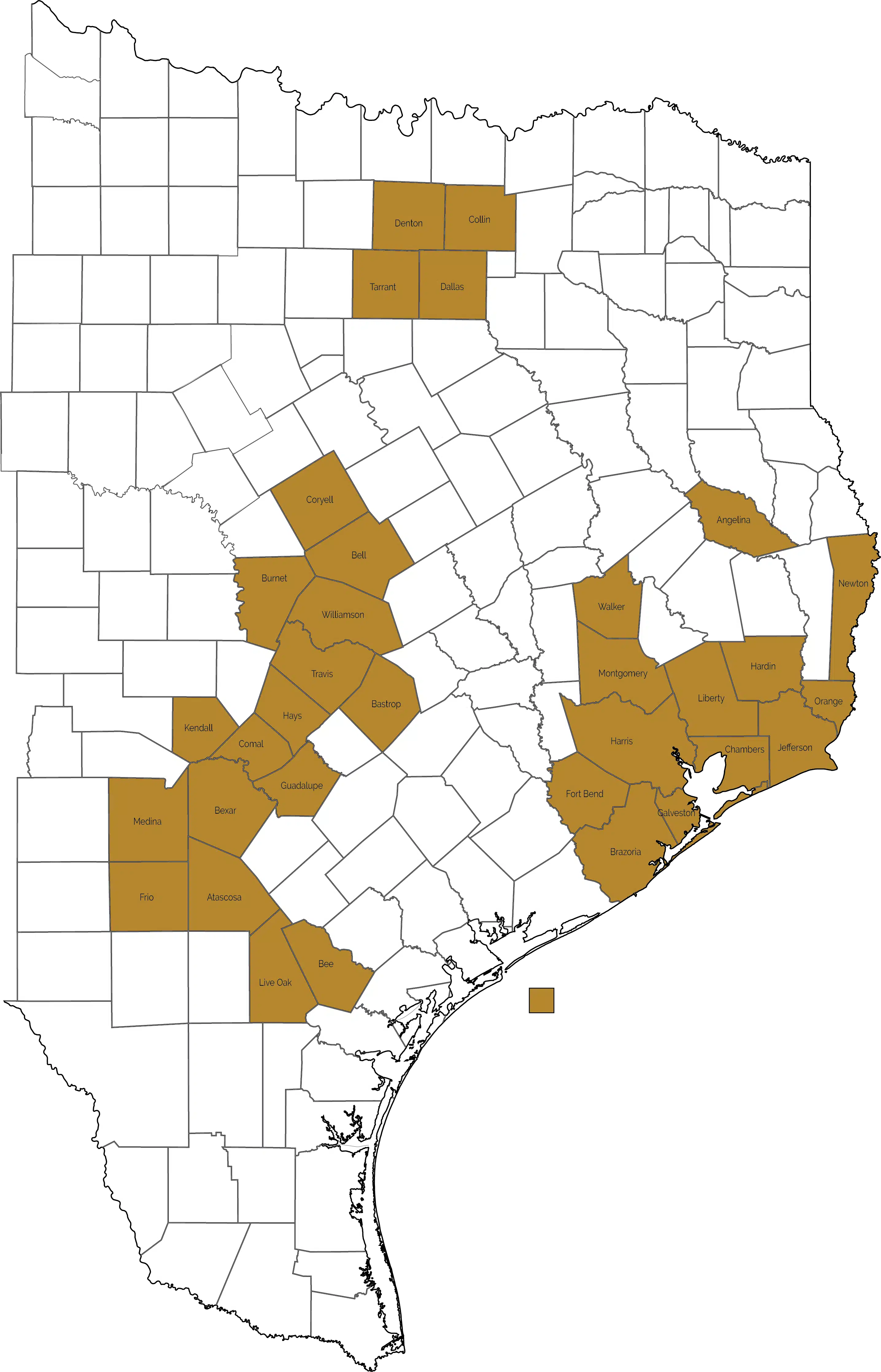 TX service area map