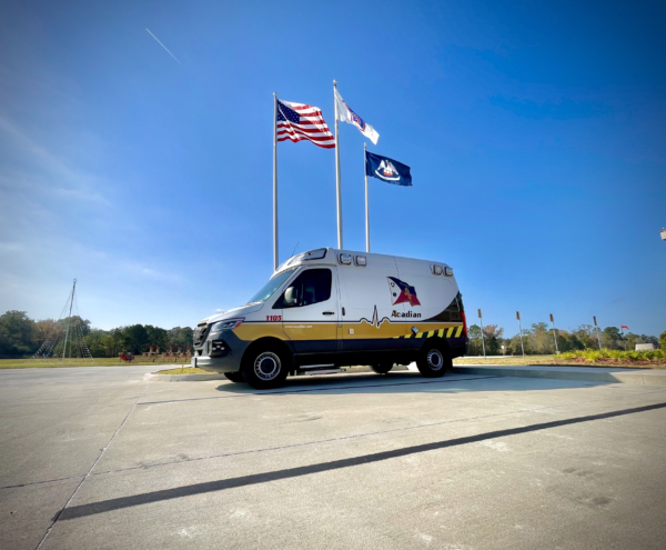 Ambulance with flags