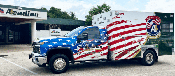Acadian Ambulance's special America 250 unit.