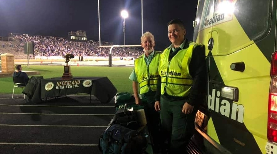 Acadian Ambulance at high school football game